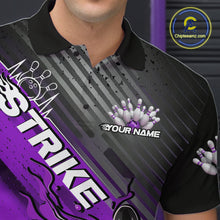 Load image into Gallery viewer, Custom Purple Strike Flame Bowling Polo Shirts For Men, Bowling Team Shirt Bowlers Outift IPHW9617