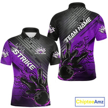 Load image into Gallery viewer, Custom Purple Strike Flame Bowling Polo Shirts For Men, Bowling Team Shirt Bowlers Outift IPHW9617