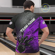 Load image into Gallery viewer, Custom Purple Strike Flame Bowling Quarter-Zip Shirts For Men, Bowling Team Shirt Bowlers Outift IPHW9617