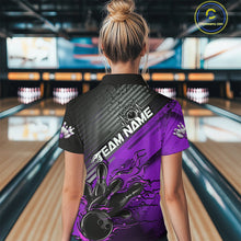 Load image into Gallery viewer, Custom Purple Strike Flame Bowling Women Quarter Zip Shirt, Team Shirt Bowlers Outift IPHW9617