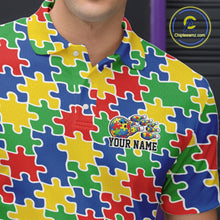 Load image into Gallery viewer, Custom Colorful Autism Awareness Butterfly Ribbon Bowling Men Shirt, Puzzles Jersey IPHW11203