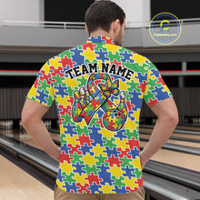 Load image into Gallery viewer, Custom Colorful Autism Awareness Butterfly Ribbon Bowling Men Shirt, Puzzles Jersey IPHW11203