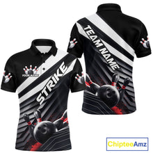 Load image into Gallery viewer, Custom Black And Red Strike Bowling Polo Shirts For Men, Bowling Team Uniform IPHW9627