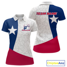 Load image into Gallery viewer, Custom Bowling Pattern Texeas Bowling Polo Shirts For Women, Texas Bowling League Shirt IPHW9629