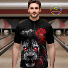 Load image into Gallery viewer, Custom Black And Red Lion Bowling Quarter-Zip Team Shirts For Men, Lion Bowling Jerseys IPHW9328