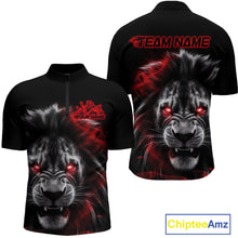 Load image into Gallery viewer, Custom Black And Red Lion Bowling Quarter-Zip Team Shirts For Men, Lion Bowling Jerseys IPHW9328