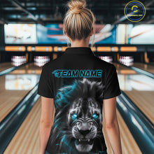 Load image into Gallery viewer, Custom Black And Blue Lion Bowling Polo Team Shirts For Women, Lion Bowling Jerseys IPHW9329