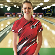 Load image into Gallery viewer, Custom Red Team Bowling Jerseys For Women, Bowling Tournament Polo Shirt Bowler Outfit IPHW11417