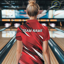 Load image into Gallery viewer, Custom Red Team Bowling Jerseys For Women, Bowling Tournament Polo Shirt Bowler Outfit IPHW11417