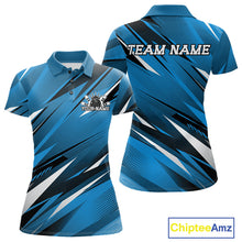 Load image into Gallery viewer, Custom Blue Team Bowling Jerseys For Women, Bowling Tournament Polo Shirt Bowler Outfit IPHW11418