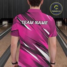 Load image into Gallery viewer, Custom Pink Team Bowling Jerseys For Men, Bowling Tournament Polo Shirt Bowler Outfit IPHW11419