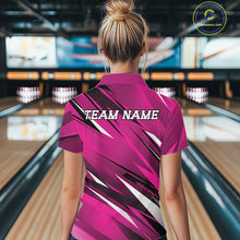 Load image into Gallery viewer, Person wearing a pink bowling shirt with 'TEAM NAME' on the back in a bowling alley.