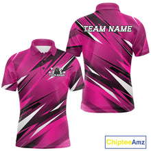 Load image into Gallery viewer, Custom Pink Team Bowling Jerseys For Men, Bowling Tournament Polo Shirt Bowler Outfit IPHW11419