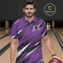 Load image into Gallery viewer, Custom Purple Team Bowling Jerseys For Men, Bowling Tournament Polo Shirt Bowler Outfit IPHW11422