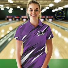 Load image into Gallery viewer, Custom Purple Team Bowling Jerseys For Women, Bowling Tournament Polo Shirt Bowler Outfit IPHW11422