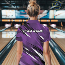Load image into Gallery viewer, Custom Purple Team Bowling Jerseys For Women, Bowling Tournament Polo Shirt Bowler Outfit IPHW11422