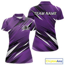 Load image into Gallery viewer, Custom Purple Team Bowling Jerseys For Women, Bowling Tournament Polo Shirt Bowler Outfit IPHW11422