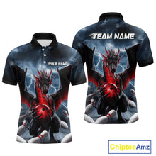 Load image into Gallery viewer, Custom Red Dragon Bowling Men Polo Shirts, Dragon Bowling Team Tournament Outfit IPHW9106
