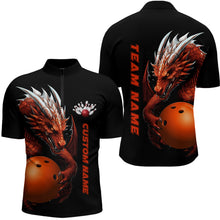 Load image into Gallery viewer, Custom Red Flame Bowling Team Polo Shirts, Dragon Bowling Shirts For Men, Bowling Ball Jerseys IPHW5233