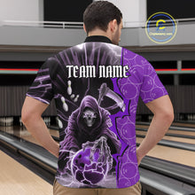 Load image into Gallery viewer, Custom Purple Lightning Grim Reaper Bowling Men Quarter-Zip Shirt, Halloween Bowler Outfit IPHW9842