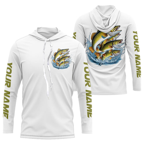 Walleye Fishes Custom Long Sleeve Fishing Shirts, Walleye Tournament Fishing Shirt IPHW7960