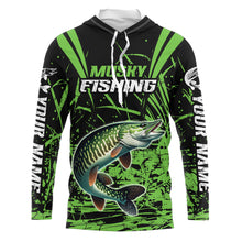 Load image into Gallery viewer, Customized Musky Fishing Long Sleeve Tournament Shirts, Muskie Fishing Gifts For Fisherman | Green IPHW6648