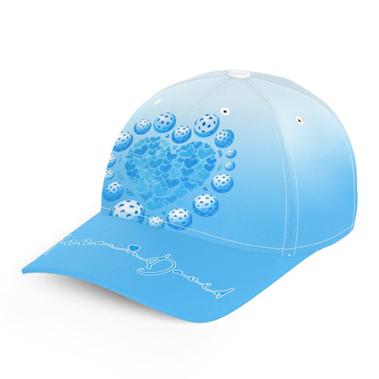 Custom Blue Heart Pickleball Hat For Men And Women, Valentines Pickleball Couple IPHW8194