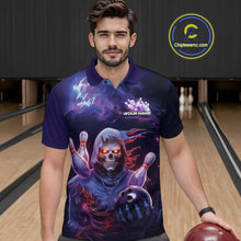 Load image into Gallery viewer, Custom Red And Purple Smoke Flame Grim Reaper Bowling Men Polo Shirt, Halloween Outfit IPHW9895