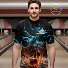 Load image into Gallery viewer, Custom Blue Lightning Grim Reaper Bowling Men Quarter-Zip Shirt, Flame Halloween Outfit IPHW9899
