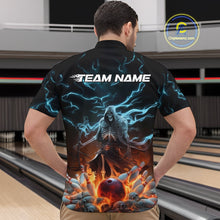 Load image into Gallery viewer, Custom Blue Lightning Grim Reaper Bowling Men Quarter-Zip Shirt, Flame Halloween Outfit IPHW9899