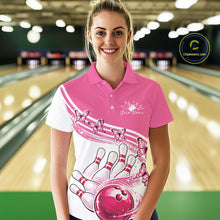 Load image into Gallery viewer, Custom Pink Butterfly Bowling Jerseys For Women, Ladies Bowling Polo Shirt IPHW11339