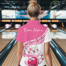 Load image into Gallery viewer, Custom Pink Butterfly Bowling Jerseys For Women, Ladies Bowling Polo Shirt IPHW11339