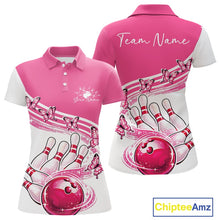 Load image into Gallery viewer, Custom Pink Butterfly Bowling Jerseys For Women, Ladies Bowling Polo Shirt IPHW11339