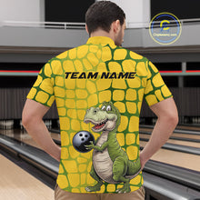 Load image into Gallery viewer, Custom Funny Yellow Dinosaur Bowling Team Men Quarter-Zip Shirt, Bowling Tournament Team Shirt IPHW9929