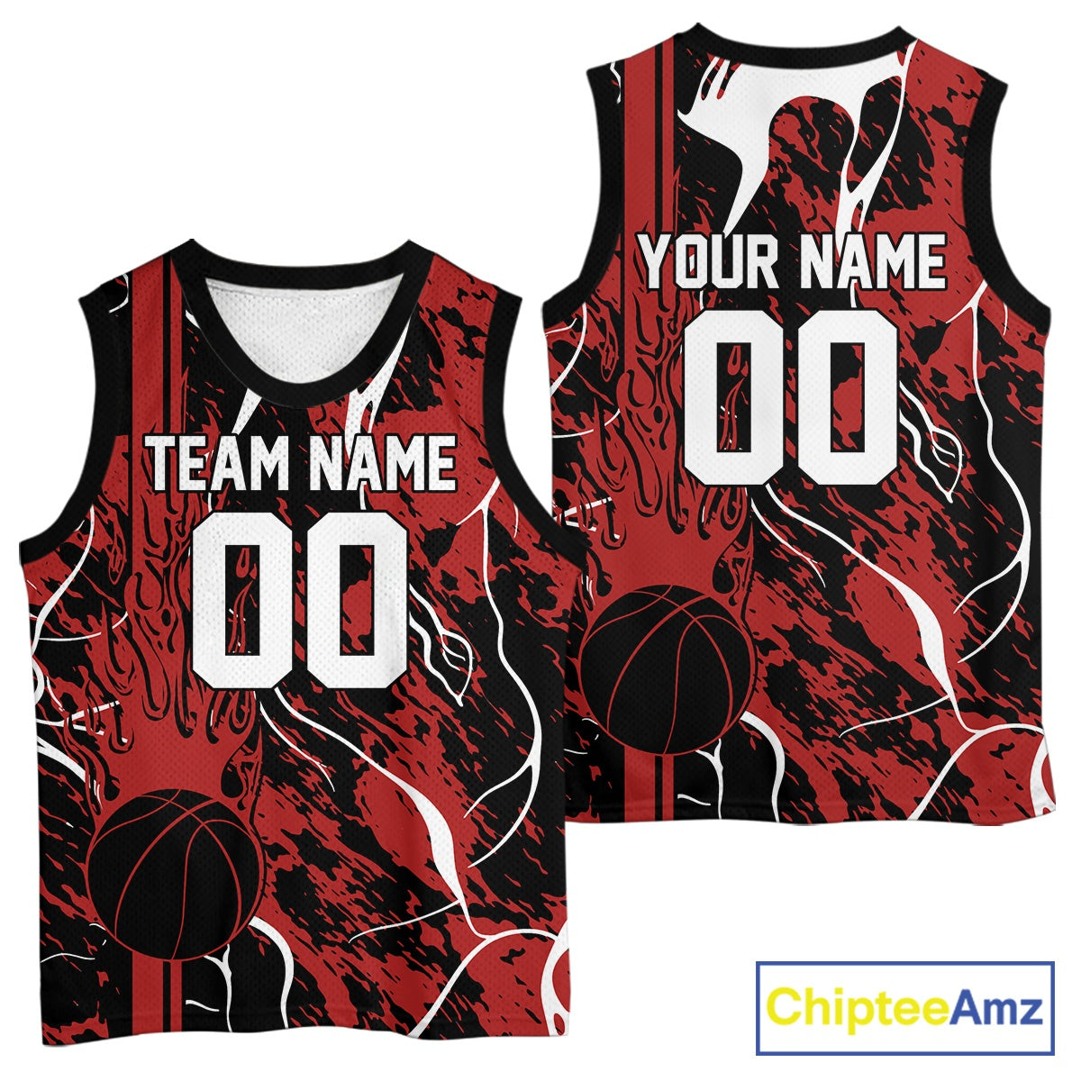 Custom Black And Red Flame Basketball Jerseys With Name And Number, Basketball Team Uniform IPHW10526