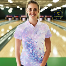 Load image into Gallery viewer, Custom Hologram Butterfly Bowling Women Polo Shirts, Galaxy Ladies Bowling Team Jerseys IPHW11363