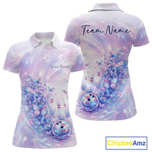 Load image into Gallery viewer, Custom Hologram Butterfly Bowling Women Polo Shirts, Galaxy Ladies Bowling Team Jerseys IPHW11363