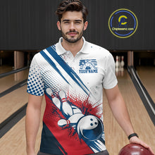 Load image into Gallery viewer, Custom Red, White And Blue Patriotic US Flag Bowling Polo Shirts For Men, Team Uniform IPHW9542