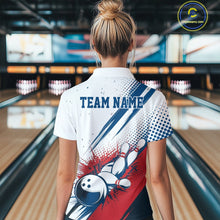 Load image into Gallery viewer, Custom Red, White And Blue Patriotic US Flag Bowling Polo Shirts For Women, Team Uniform IPHW9542