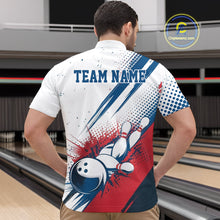 Load image into Gallery viewer, Custom Red, White And Blue Patriotic US Flag Bowling Quarter-Zip Shirts For Men, Team Uniform IPHW9542