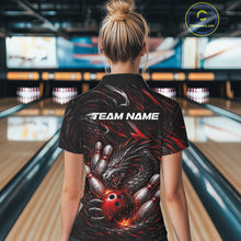 Load image into Gallery viewer, Custom Black And Red Dragon Bowling Jerseys, Dragon Bowling Team Women Quarter-Zip Shirt IPHW10362