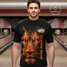 Load image into Gallery viewer, Custom Orange Thunder Lightning Lion Bowling Shirt For Men, Lion Bowling Team Jerseys IPHW10669