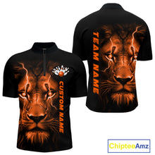 Load image into Gallery viewer, Custom Orange Thunder Lightning Lion Bowling Shirt For Men, Lion Bowling Team Jerseys IPHW10669