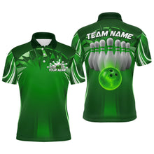 Load image into Gallery viewer, Custom Green Bowling Tournament Bowling Polo Shirts For Men With Team Name IPHW9281