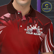 Load image into Gallery viewer, Custom Red Bowling Tournament Bowling Polo Shirts For Men With Team Name IPHW9282