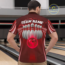 Load image into Gallery viewer, Custom Red Bowling Tournament Bowling Quarter-Zip Shirts For Men With Team Name IPHW9282