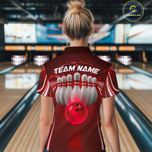 Load image into Gallery viewer, Custom Red Bowling Tournament Bowling Women Quarter-Zip Shirts With Team Name IPHW9282
