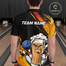Load image into Gallery viewer, Custom Black And Yellow Funny Bowling And Beer Jerseys, Bowling Team Men Polo Shirts IPHW9605