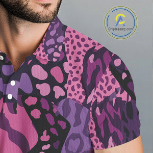 Pink and purple animal prints pattern Mens Golf Polo Shirts Custom Mens golf tops, golfing gifts NQS10243