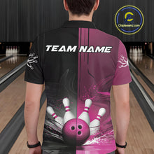 Load image into Gallery viewer, Half Black Half Pink Custom Bowling Team Polo Shirts For Men, Bowling Tournament Shirt IPHW9447